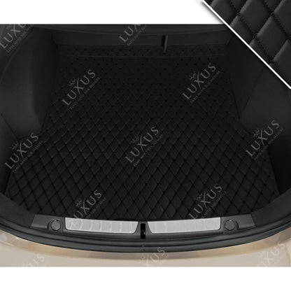 Tapis de Coffre sur Mesure Premium Luxus – Motif Losange Noir avec Surpiqûres Noires