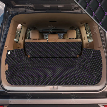 Tapis de Coffre 3D Intégral sur Mesure Premium Luxus – Motif Losange Noir avec Surpiqûres Mauves