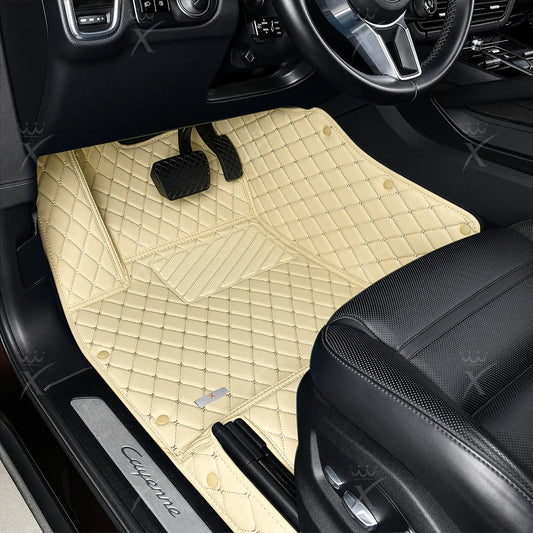Tapis de Sol 3D sur Mesure Premium Luxus – Motif Losange Beige Crème