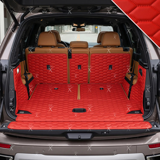 Tapis de Coffre 3D Intégral sur Mesure Premium Luxus – Motif Nid d’Abeille Rouge Ferrari