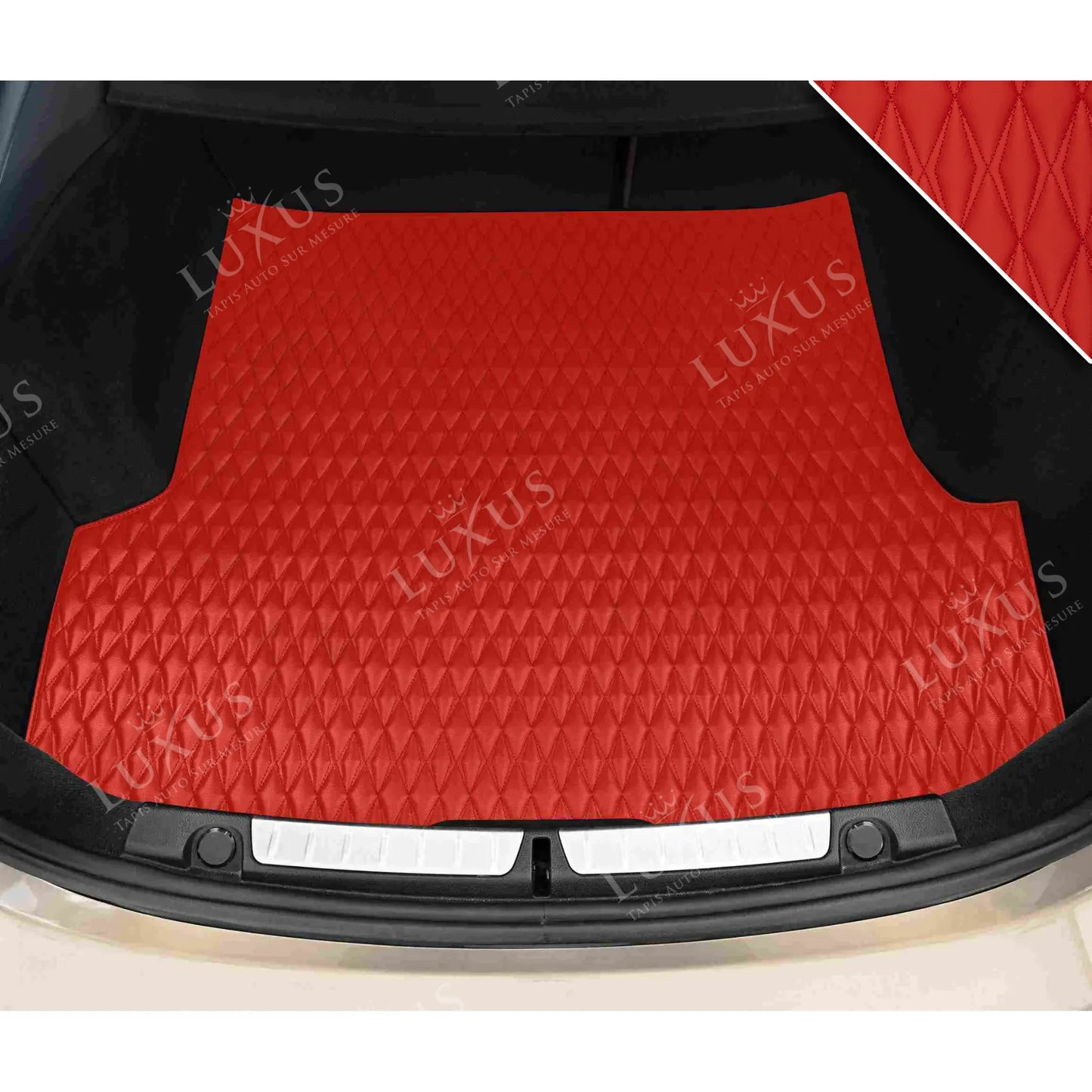 Tapis de Coffre sur Mesure Premium Luxus – Motif Double Losange Rouge Ferrari