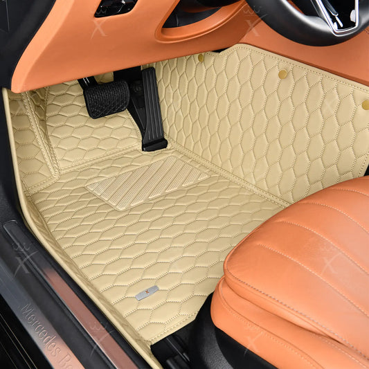 Tapis de Sol 3D sur Mesure Premium Luxus – Motif Nid d’Abeille Beige Crème